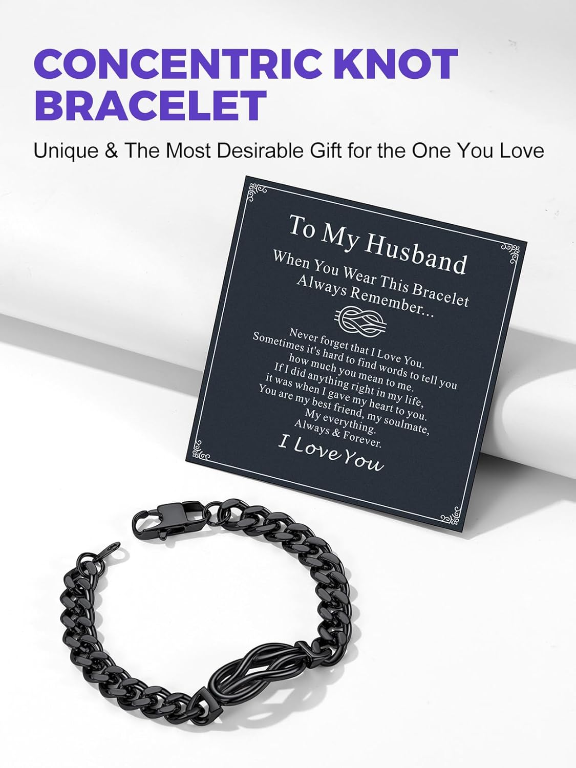 Richsteel Love Kont Bracelet Gift for Men Stainless Steel Infinity Bracelets Love Link Forever Promise Gifts for Father's Day Birthday Anniversary Christmas Valentines Wedding for Him - Image 4