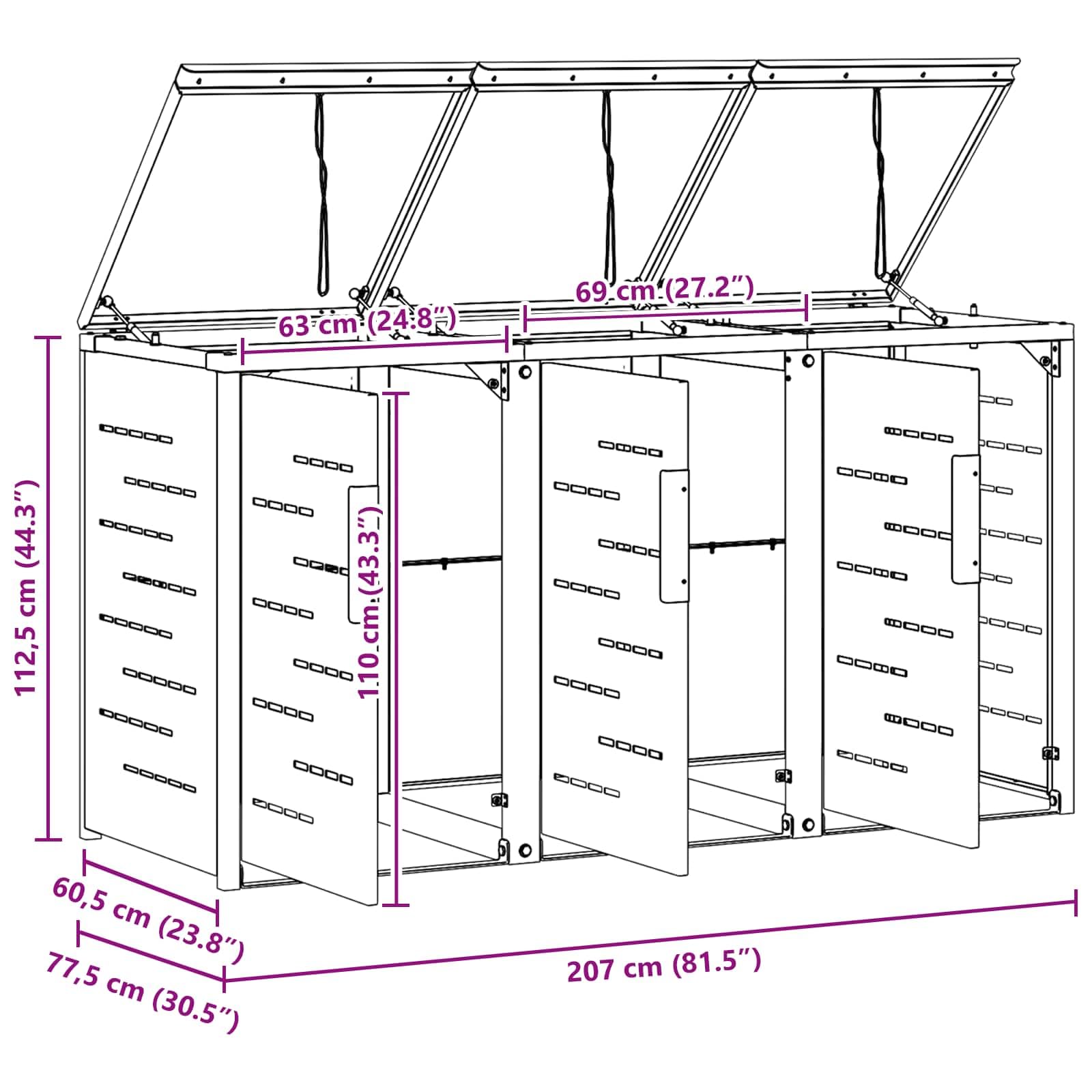 vidaXL Mülltonnenbox Edelstahl Grau
