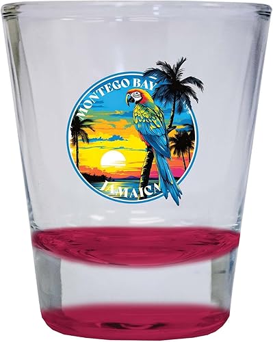 Miniatura 10 de R and R Imports Montego Bay Jamaica Design A Souvenir - Vaso de chupito redondo de 1.5 onzas, color azul, paquete de 2