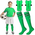 Syhood Soccer Shin Guards and Socks for Toddler Kids Youth, Lightweight Soccer Shin Pads Protective Defender Gear for 3-5, 5-10, 10-15 Years Old Children Teen Boys Girls Sports Game(S Size,Green)