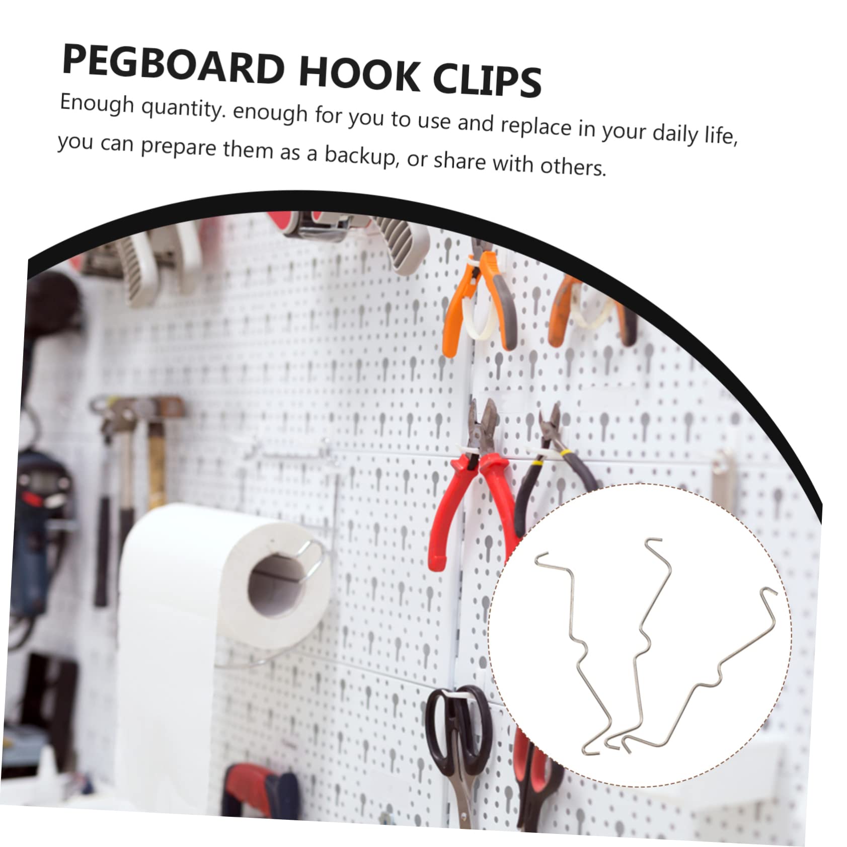 ROMISBABA Pegboard Hook Locks Metal Pegboard Accessories 100pcs Stainless Steel Clips for Secure