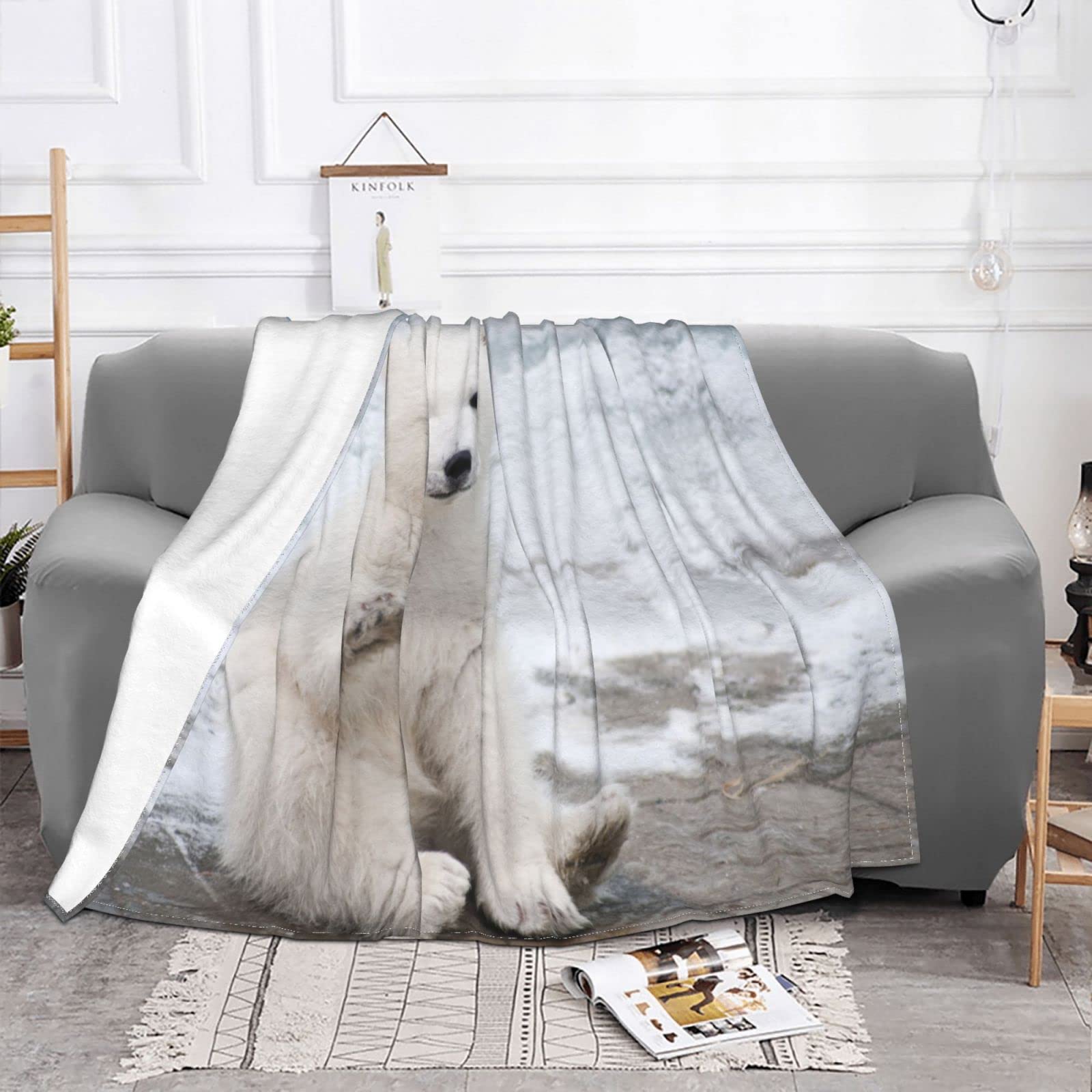 Eisbär-Muster Decke – Superweich, 147x203 Cm, Leicht & Warm Für Bett, Couch, Reisen Oder Camping