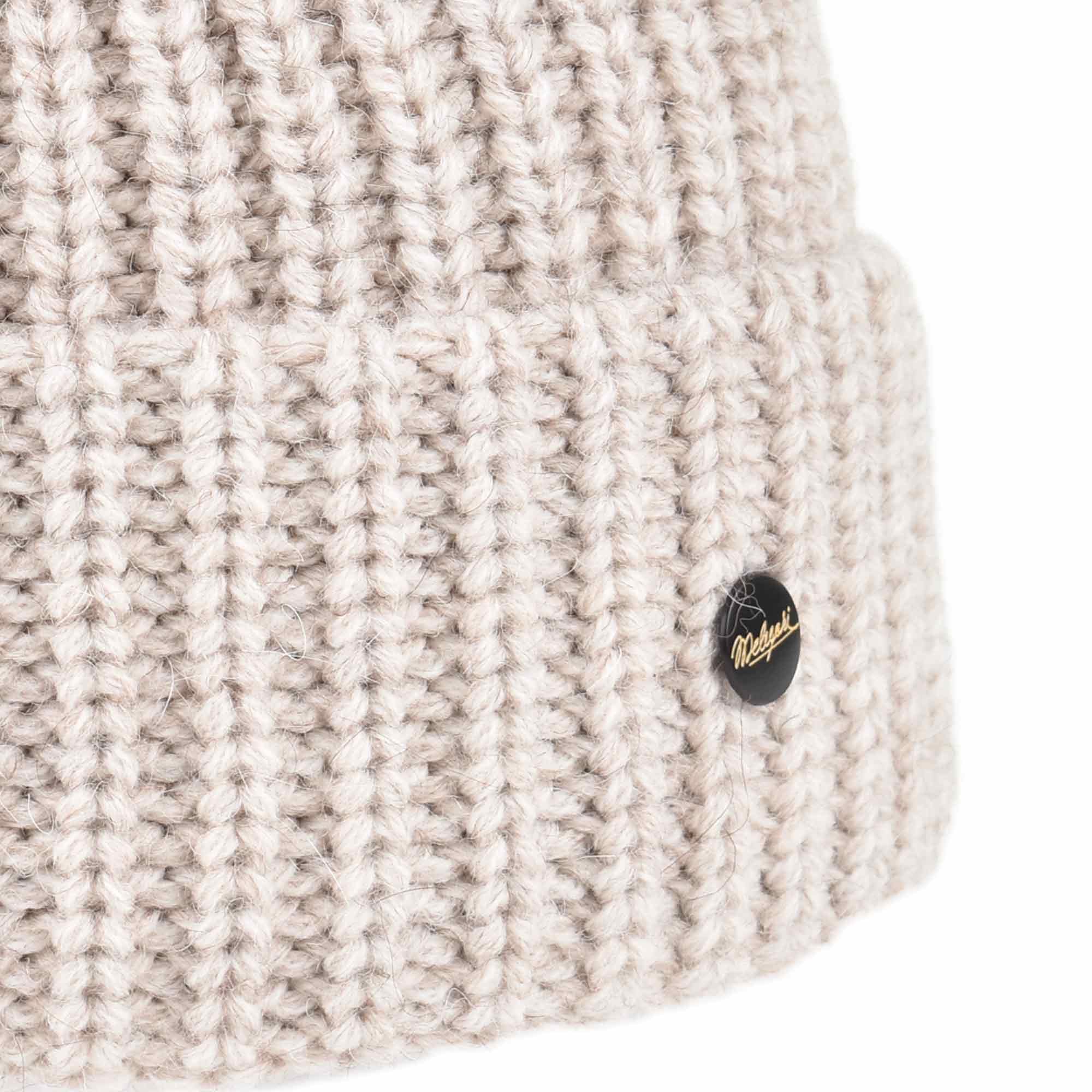 Melegari Bonnet en tricot avec revers | Beanie Linda | Laine mélangée et Alpaca | manufacture allemande de haute qualité | Unisexe