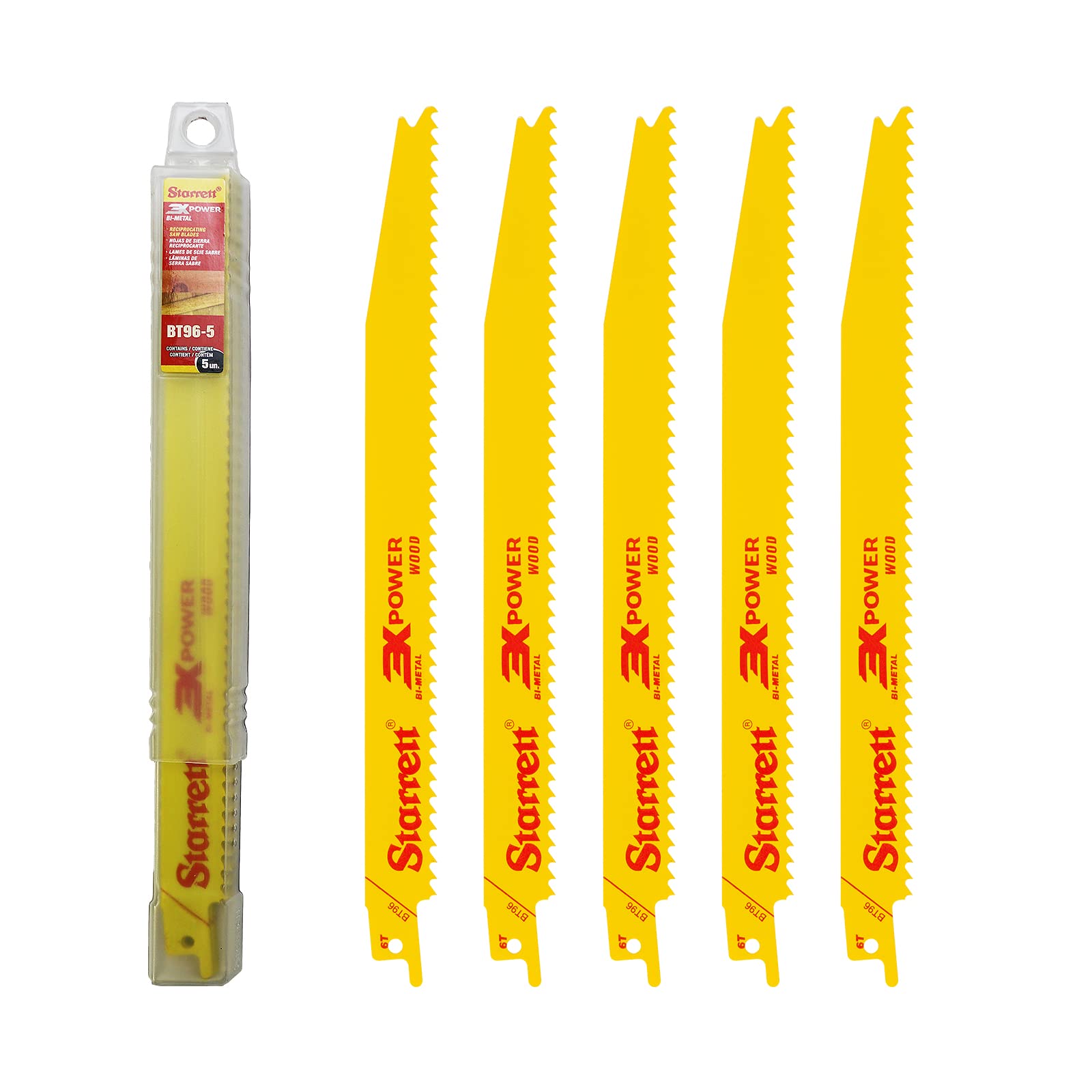 Starrett Bt96-5 Bt96-5 Bi-Metal Reciprocating Blade Wood Tapered 228Mm 6 Tpi (Pack 5)