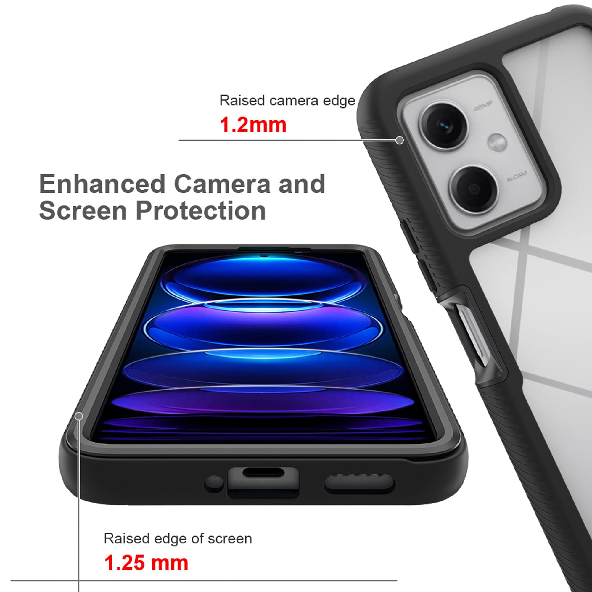 Cover Per Xiaomi Poco X5 5G / Redmi Note 12: Custodia Ibrida TPU+PC Cristallino, Antiurto Blu