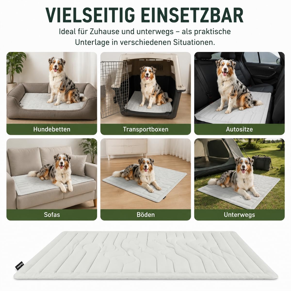 Pfotenchill KüHlmatte, Pfotenchill - Die Innovative KüHlmatte FüR Hunde, SelbstküHlende KüHlmatt FüR Hunde, Groß & Rutschfest, Waschbar, Faltbar Ideal FüR Sommer, Auto, Garten & Reisen (Gray,M)