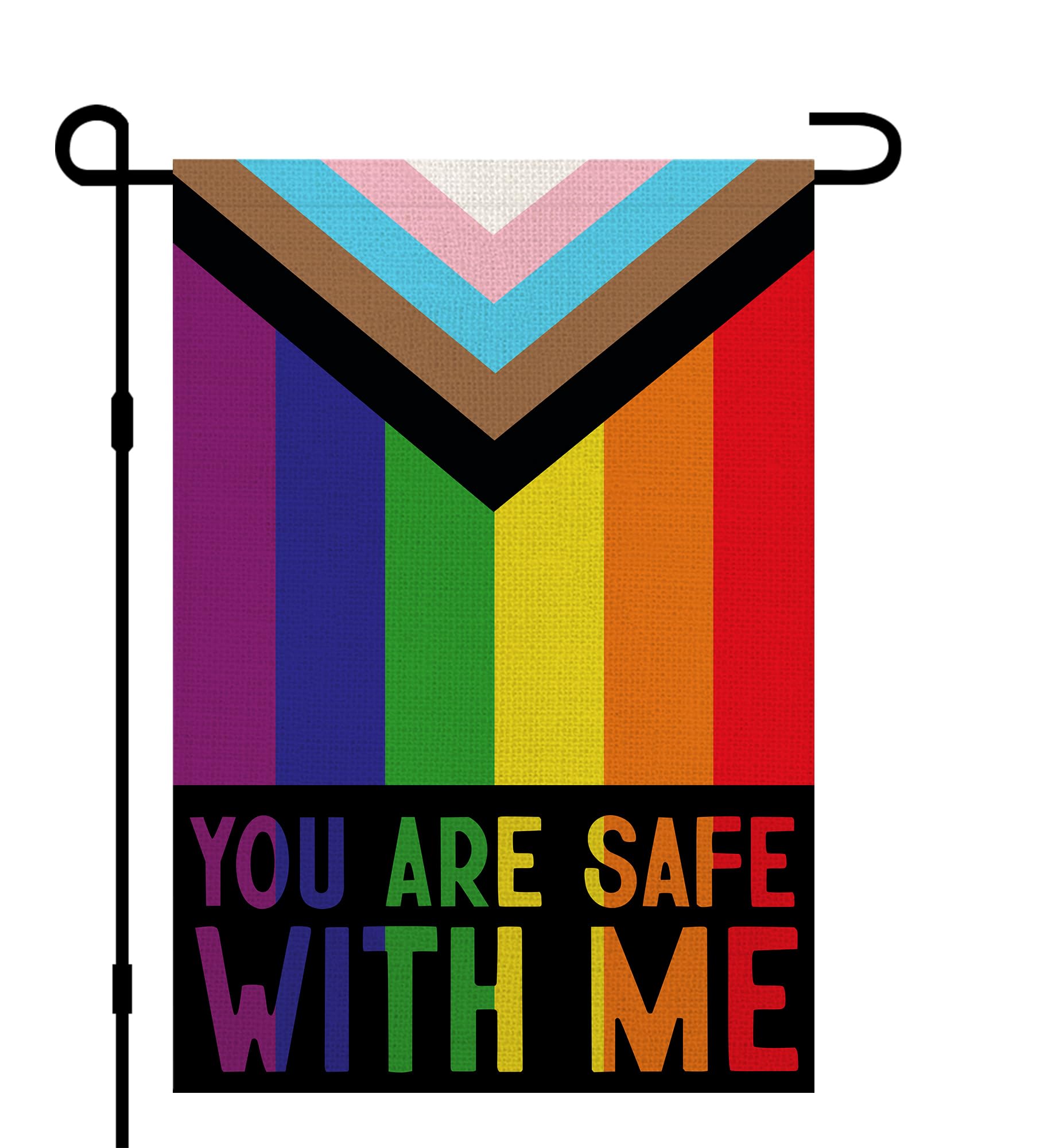 Pride Parade Rainbow Garden Flag Burlap12x18 Inch Double Sided, You Are Safe With Me LGBTQ Community Progress Gay Lesbian Transgender Bisexual Yard