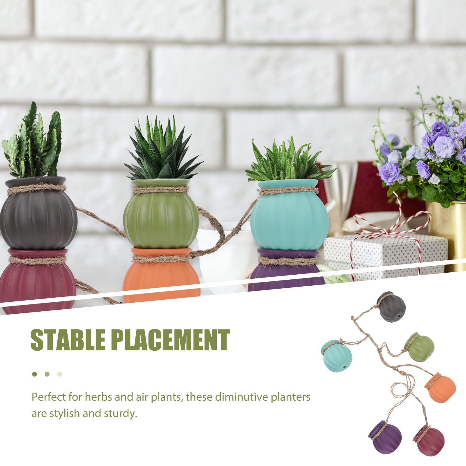 Toyvian Vaso Pensile in Ceramica Corda, Piccolo, per Fiori e Felci
