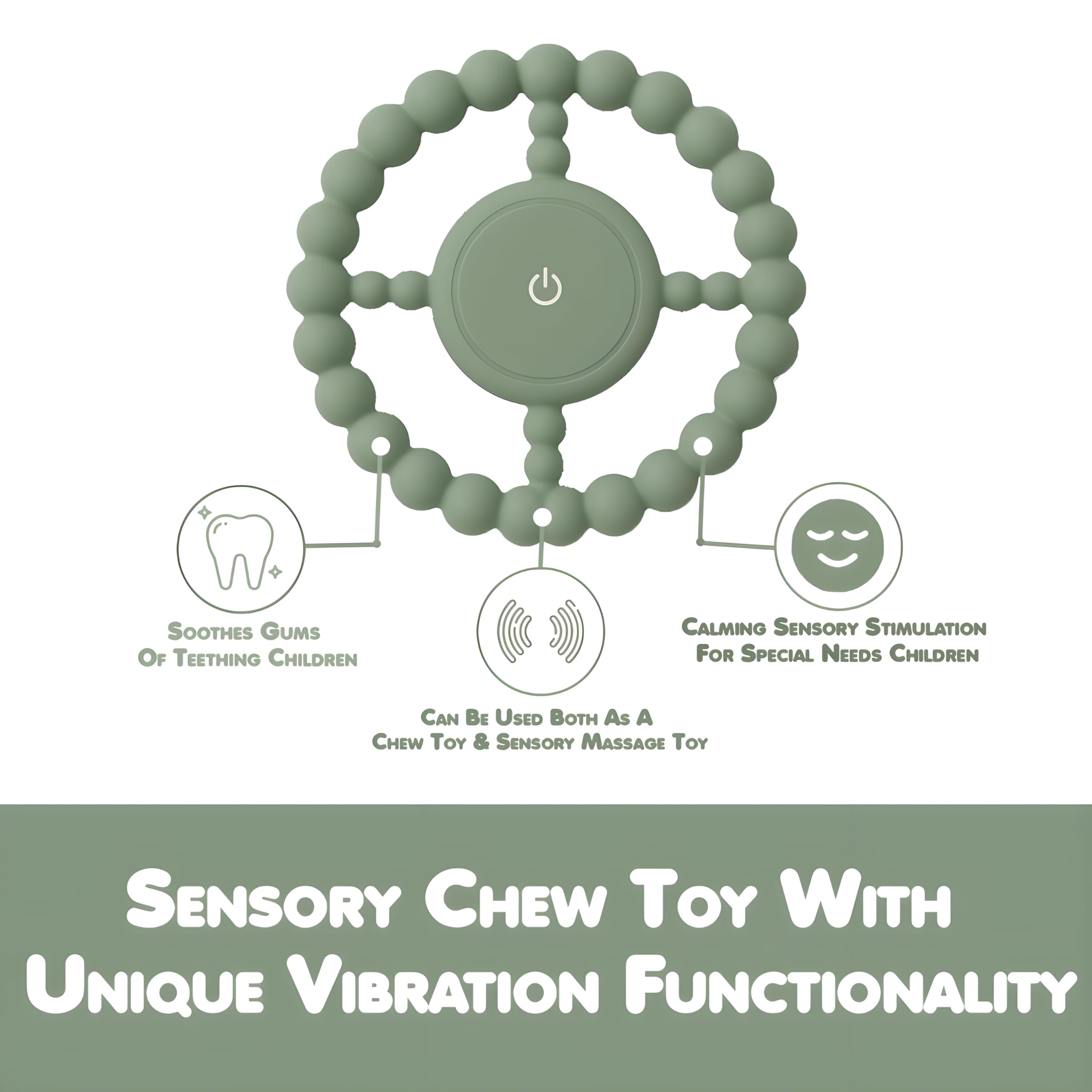 Vibrating Sensory Chew Toy, Dual Use Chew Toy for Autistic Children & Baby Teething, Soothing Teether for Infants Toddlers - Image 4