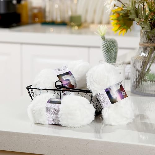 Miniatura 5 de 5 piezas de hilo de piel sintética suave para tejer a ganchillo, hilo grueso y esponjoso, hilo de pestañas de poliéster blanco, hilo de piel crema