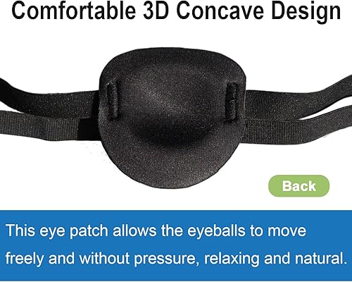 Miniatura 4 de 2 parches oculares para adultos y niños, parche ocular ajustable 3D para ojo derecho o izquierdo, cubierta de un ojo para ojos perezosos, disfraz