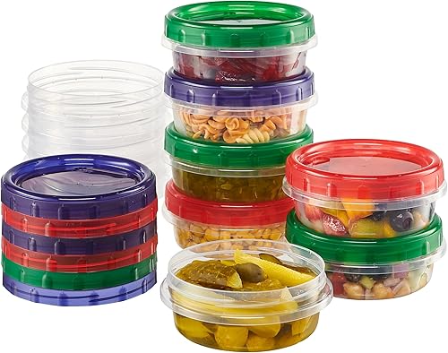ELEGANT DISPOSABLES Twist Top Contenedores de almacenamiento de alimentos de 8 onzas, paquete de 12 recipientes de plástico para congelador, a