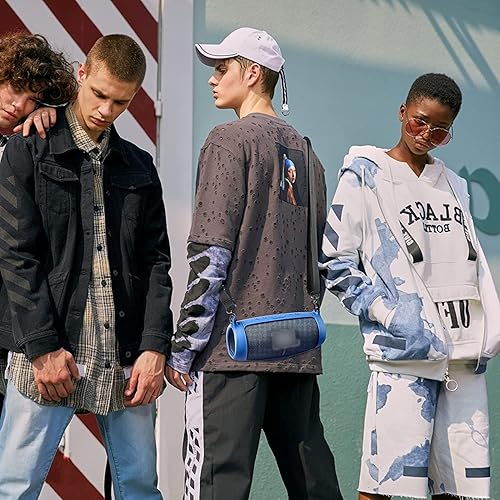 Miniatura 20 de Funda de silicona para altavoz Bluetooth portátil JBL Charge 5, piel suave de gel de viaje, bolsa de transporte de goma impermeable con correa Negro