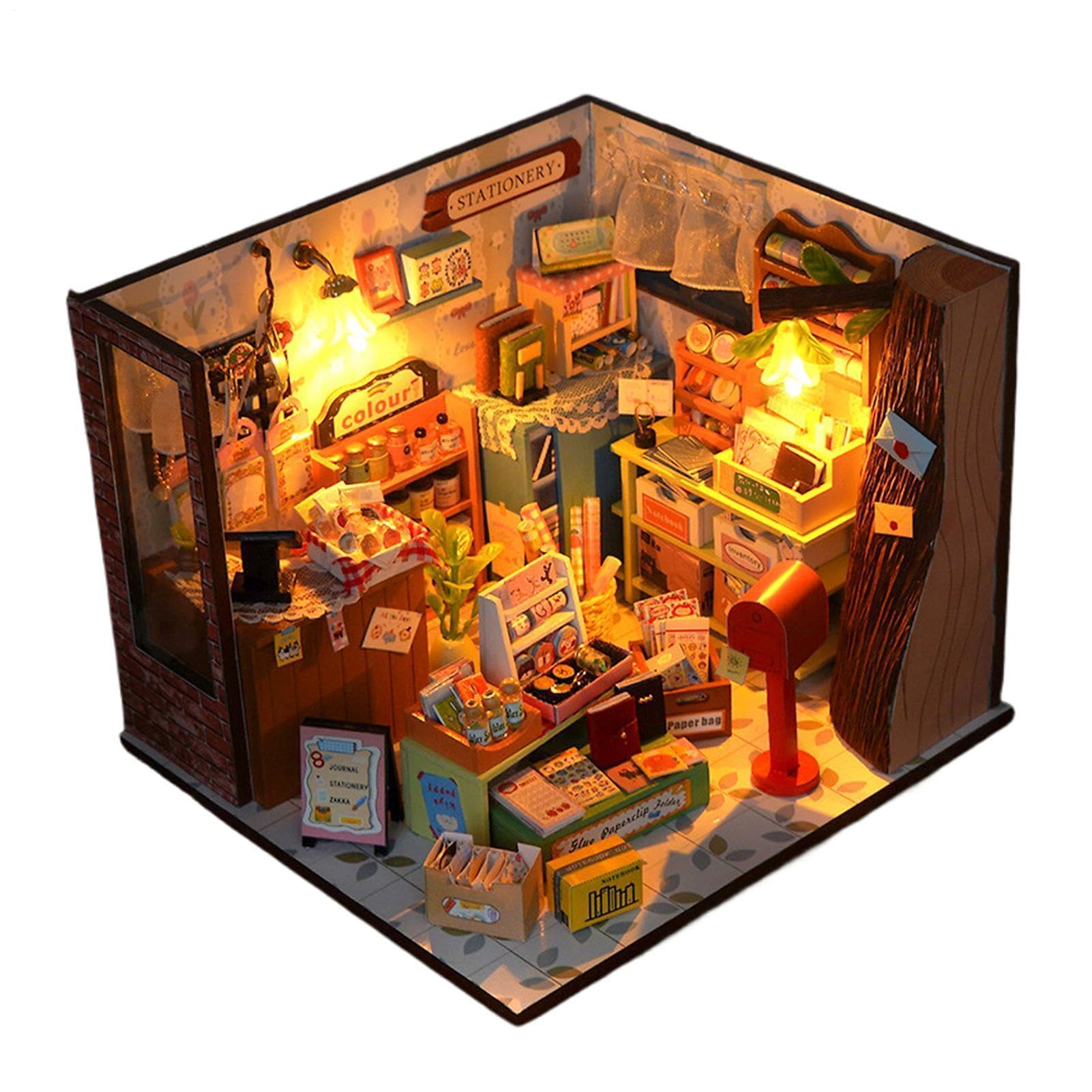 Kit fai da te per una casa in miniatura Giocattolo Di Costruzione | Kit Piccola Casa in Miniatura per Libreria Soggiorno Abitazione Appartamento Dormitorio Scrivania Decor