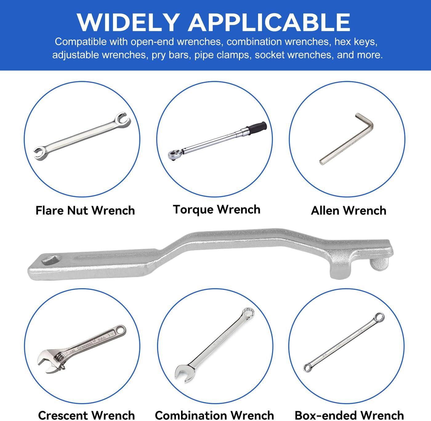 Universal Wrench Extender - 15 Inch Long Wrench Extension with 1/2 Inch Hole and 1/2 Inch Drive & 21 Mm Hex - Adjustable Torque