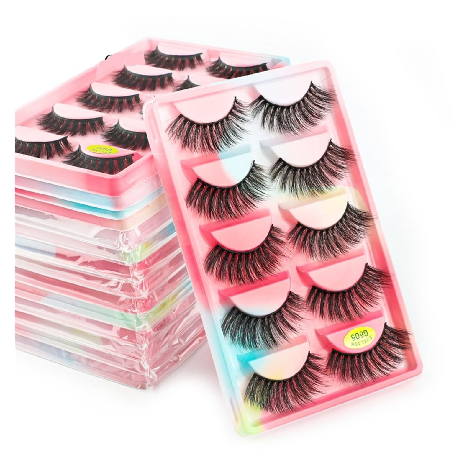 UAMOU Rzęsy z norek luzem 5 par naturalne długie sztuczne Cils Cilios Mink 3D sztuczne rzęsy makijaż puszyste rzęsy maquillaje Cheerfully (Color : G611CS, Size : 10 BOXES (50 pairs))