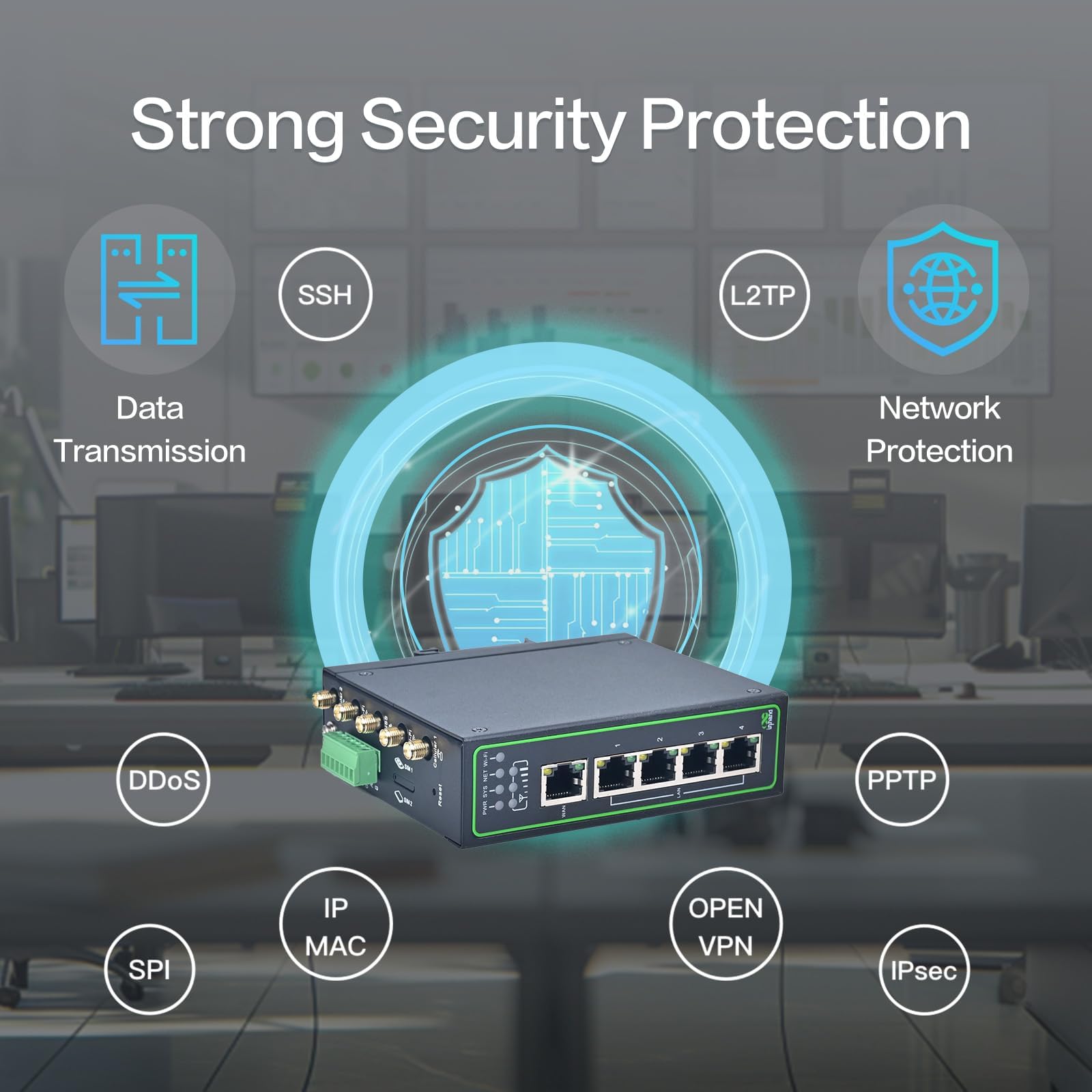 InHand Router industriale di Iot LTE 4G VPN delle reti IR305 (porto GNSS & IO)