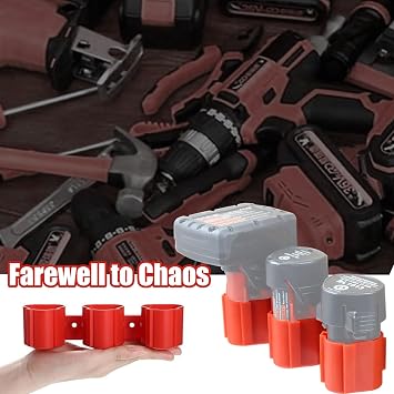 3 Pack Battery Holder Wall Mount Dock Compatible with M12 12V Battery Slots, Storage for Packout Racks