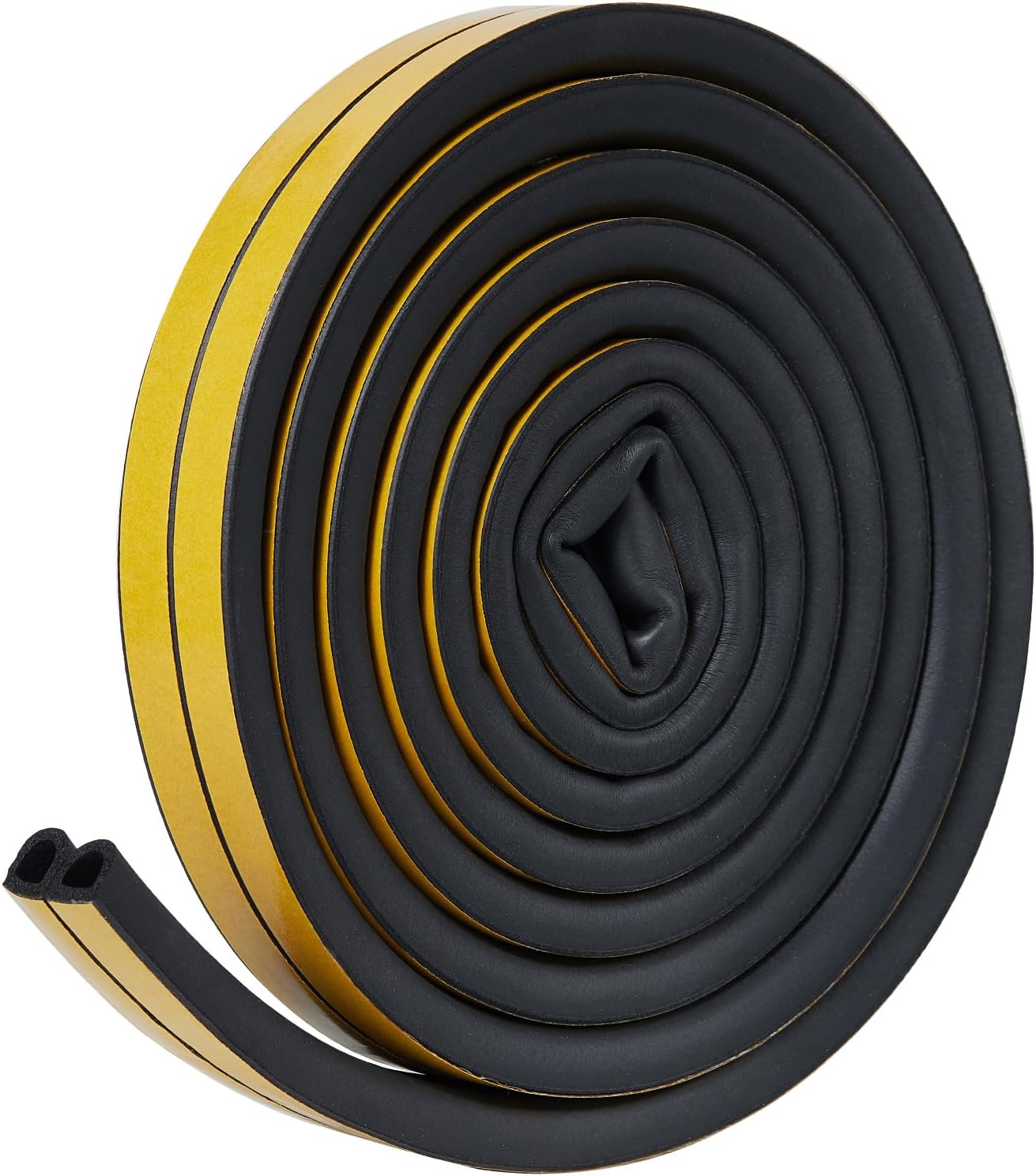 QDiShi Black D-Shape Weather Stripping Seal Strip 20FT Door Window Gap Filler Insulation Trim for Exterior Door Frame, Self-Adhesive Backing Seals Large Gap (from 5/16 to 15/32 inch)