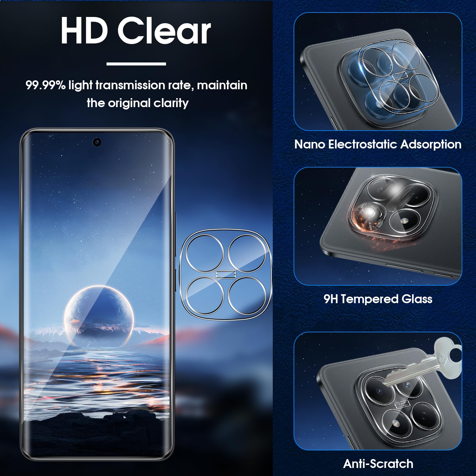 Lutree per Xiaomi Redmi Note 15 Pro 4G Vetro Temperato, 2+2 Pezzi 3D Pellicola Protettiva + Pellicola Fotocamera, HD Durezza 9H Vetro Protettivo, Senza Bolle Anti-Graffio Protezione Schermo