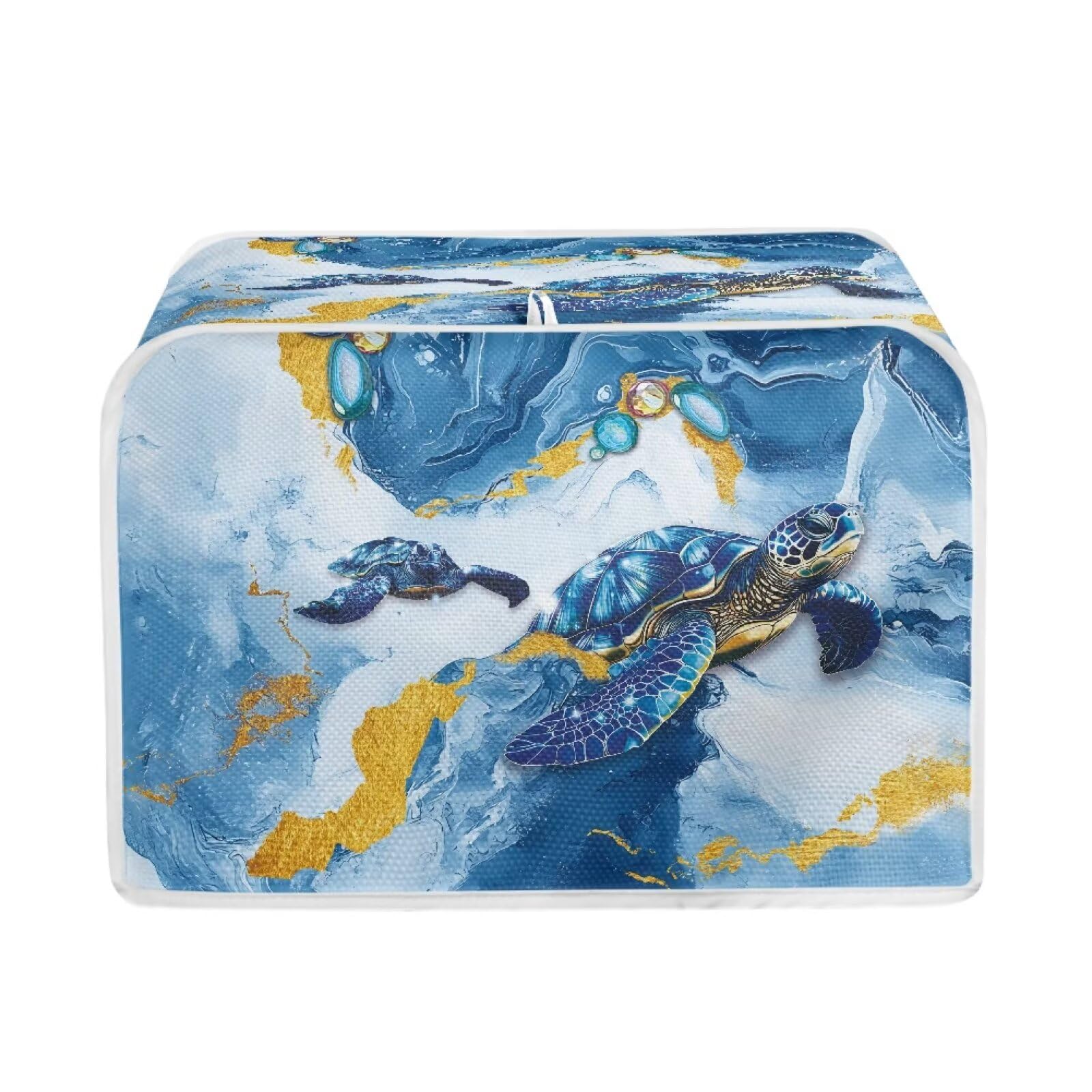 Talayituse Turtle Marble Print Toaster Cover 2 Slice Wide Slot, Lightweight Bread Maker Cover Dust Protection Washable Appliance Bag, S