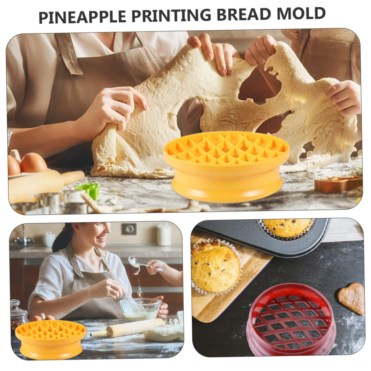 ABOOFAN 12 Pièces Moule à brioches à l'ananas moule à cake pops presse à pâte à cuire Miche de pain d'ananas moule à pain à l'ananas moule à pain ananas Ménage Petit pain à l'ananas