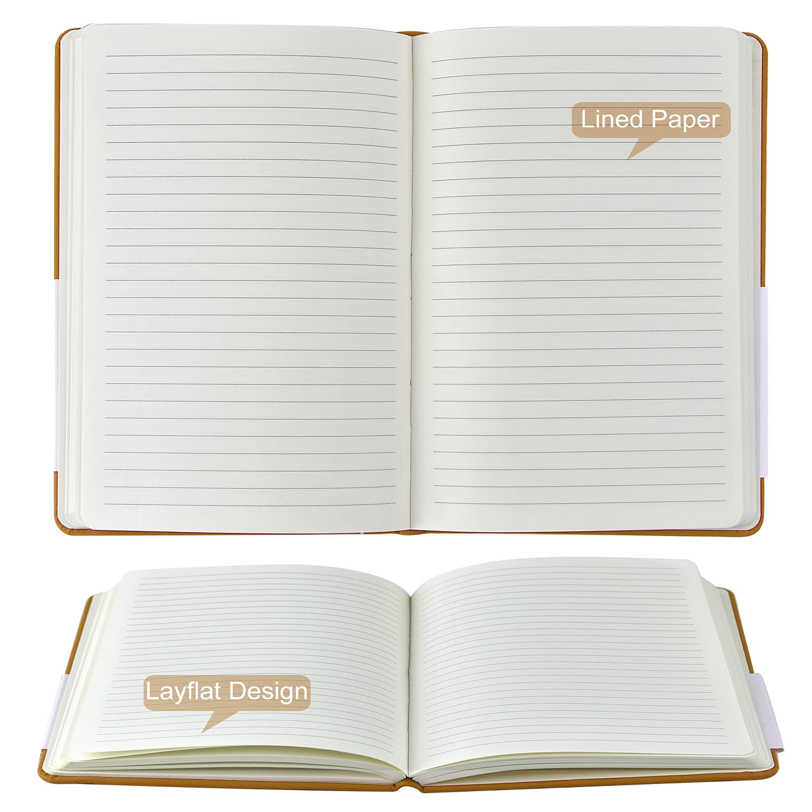 Coopay Notizbücher, A5, klassisch, liniert, Hardcover, Kunstleder, liniert, Tagebücher für Büro, Zuhause, Schule, Geschäft, 21,1 x 14 cm, 100 g/m² dickes Papier, 160 Seiten, Braun, 24 Stück
