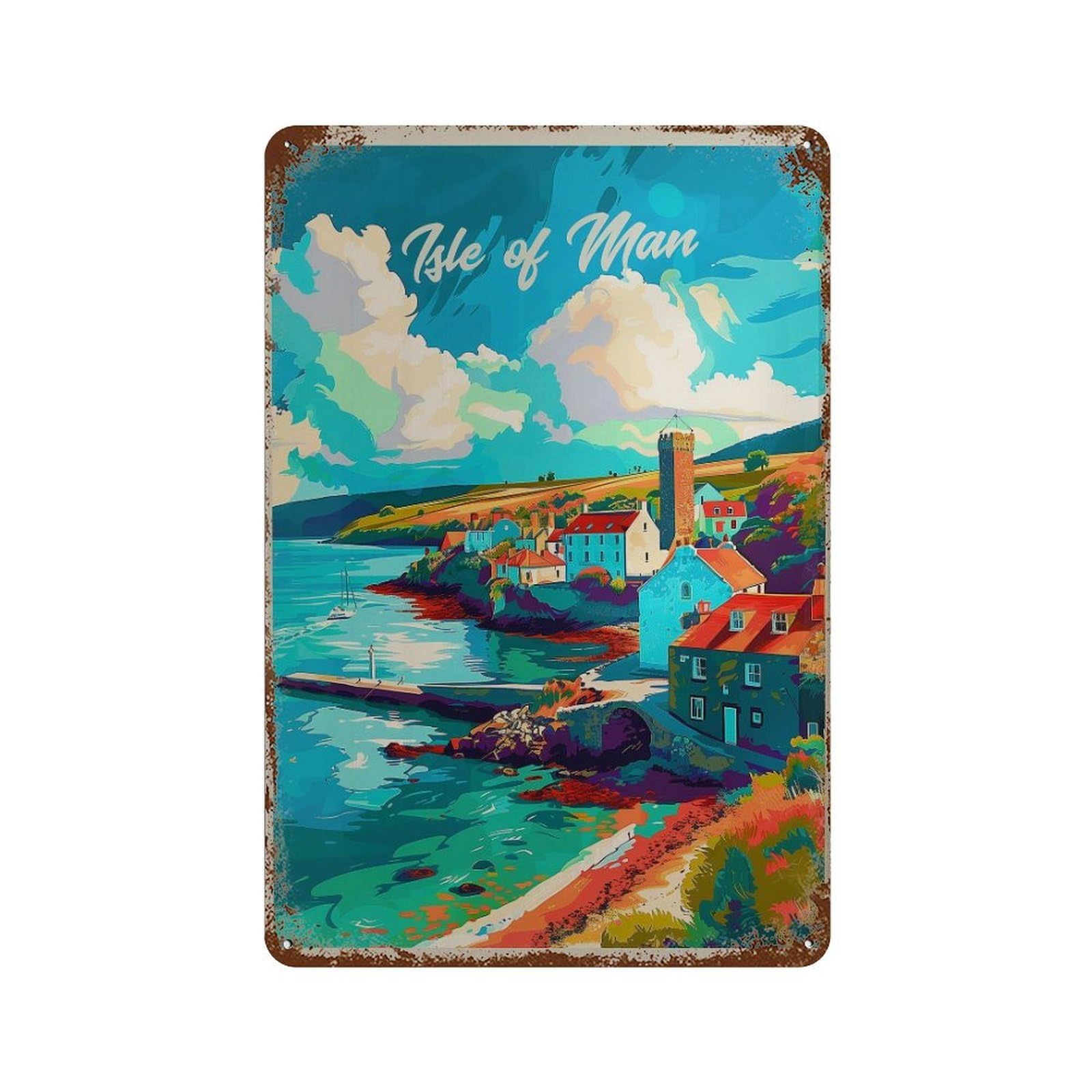 xiaoxiaoshen Isle of Man Travel Coastal Island Wall Decor Art Metal Tin Poster Modern Home Decor Art Home Bar Shop Decorations Vintage Sign 30x20cm