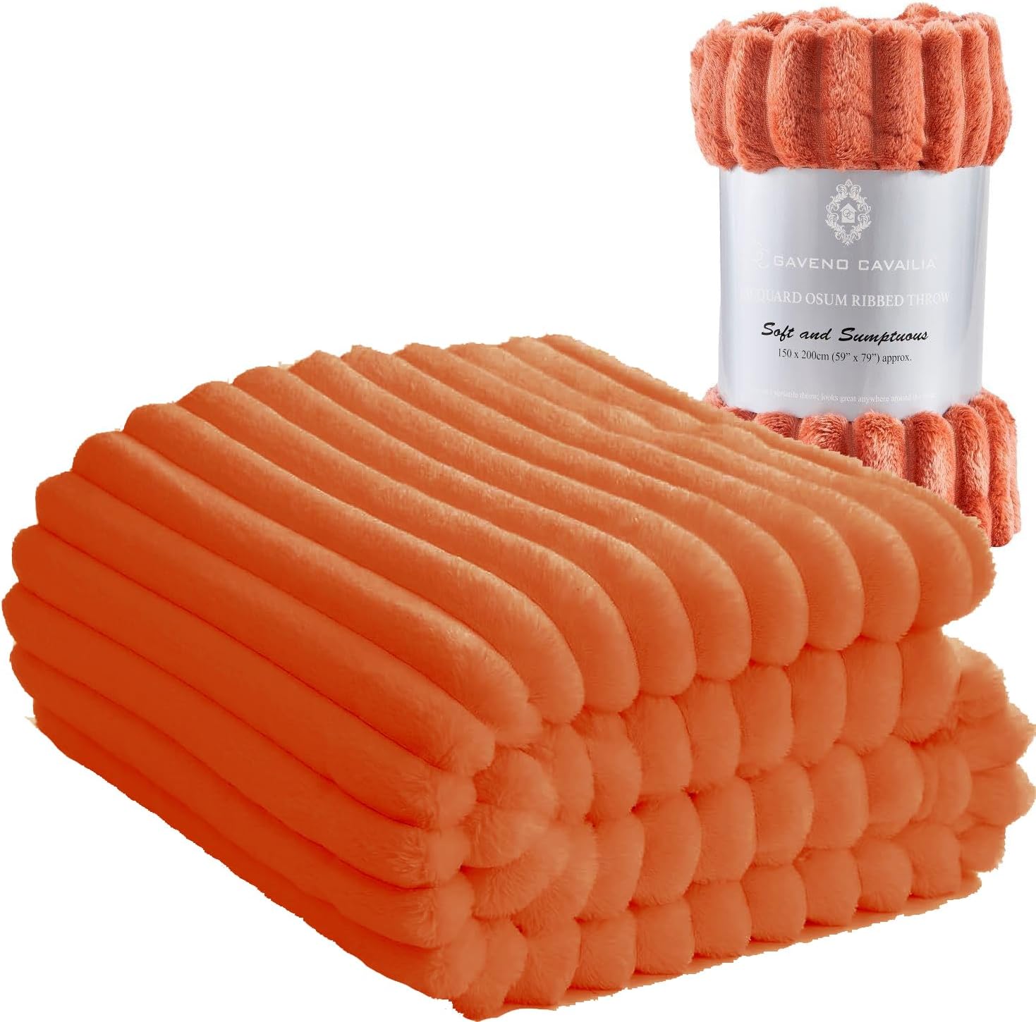 Luxury Chunky Ribbed Cord Throw Blanket Faux Fur Soft Fleece, Cozy