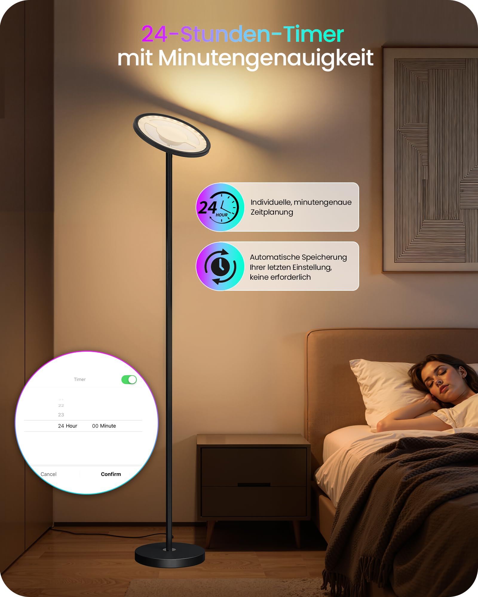 Compatibile con Alexa, Sync. Musicale, 30 W, Luminoso Regolabile 10-100%, Timer per Soggiorno, Nero