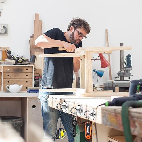 Miniatura 20 de DIYMAG Ganchos magnéticos, 60 libras (59.5 lbs) con fuerza de tracción, gancho magnético de tierras raras con agujero avellanado para el lugar