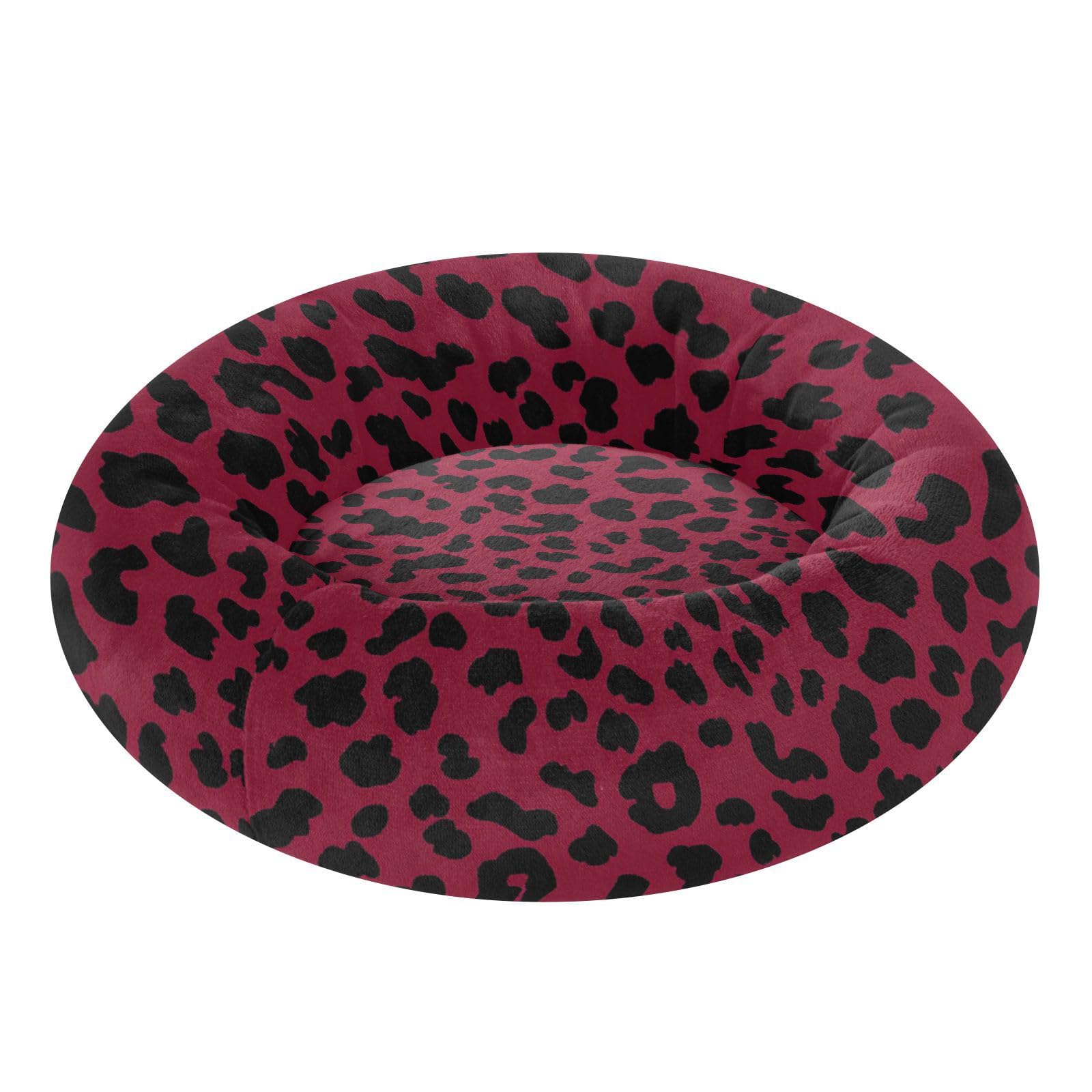 Lit pour chat et chien bordeaux M : le panier léopard idéal pour de douces siestes au salon