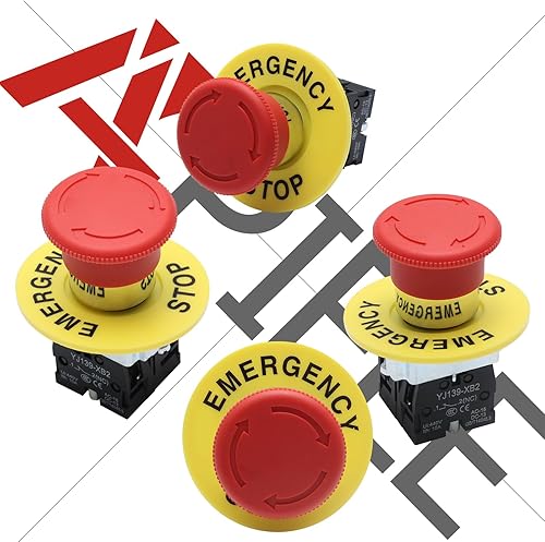 Miniatura 3 de APIELE Interruptor de botón de parada de emergencia de 0.866 in 2NC de hongo rojo 600V 10 Amp XB2-02ZS
