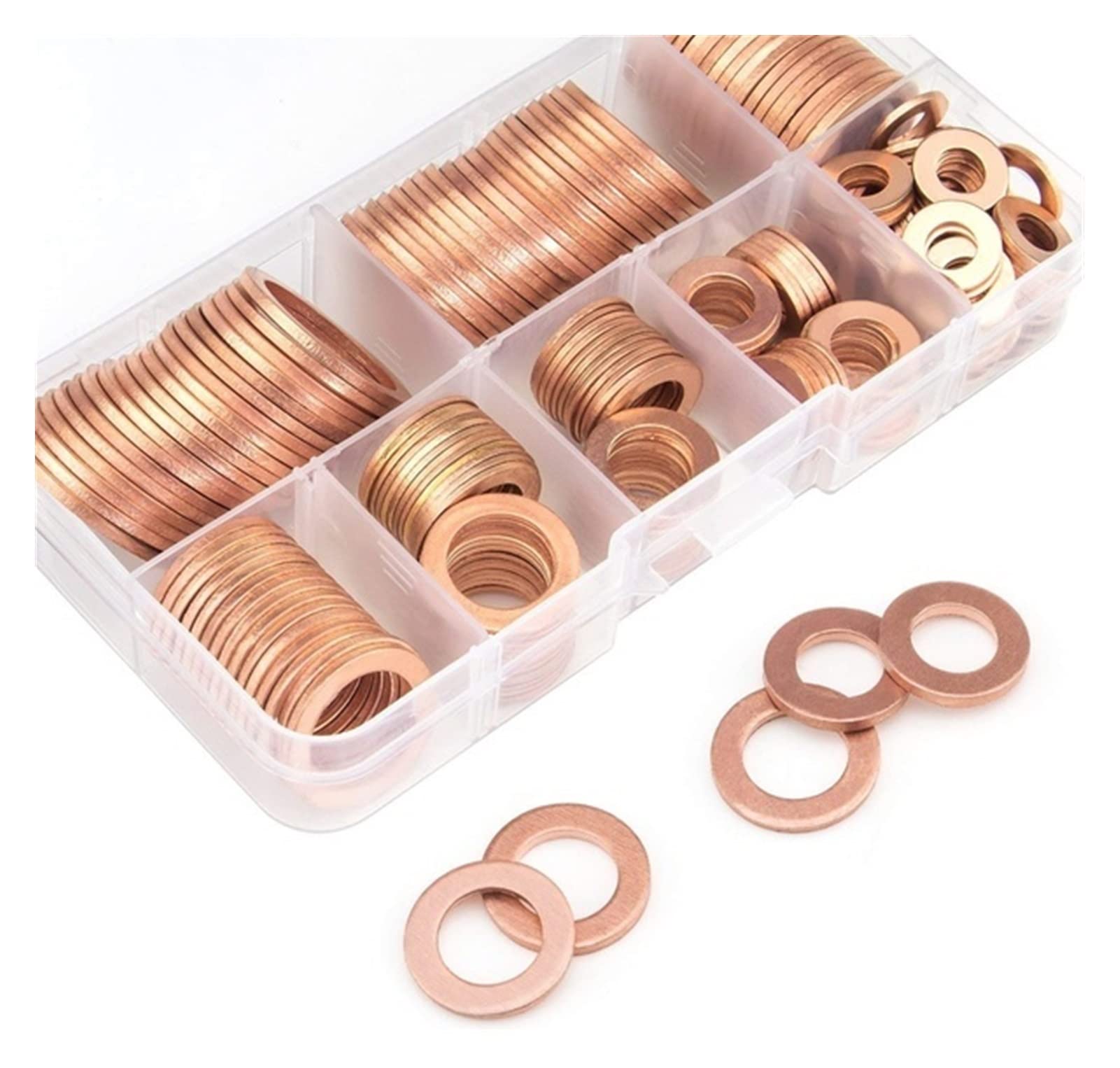 YANGQI yaoqijie Multi-Dimensioni 15 0pcs. Guarnizione della rondella di Rame Set Set Kit di assortimento di Guarnizione Anello Piatto con Scatola Lasting