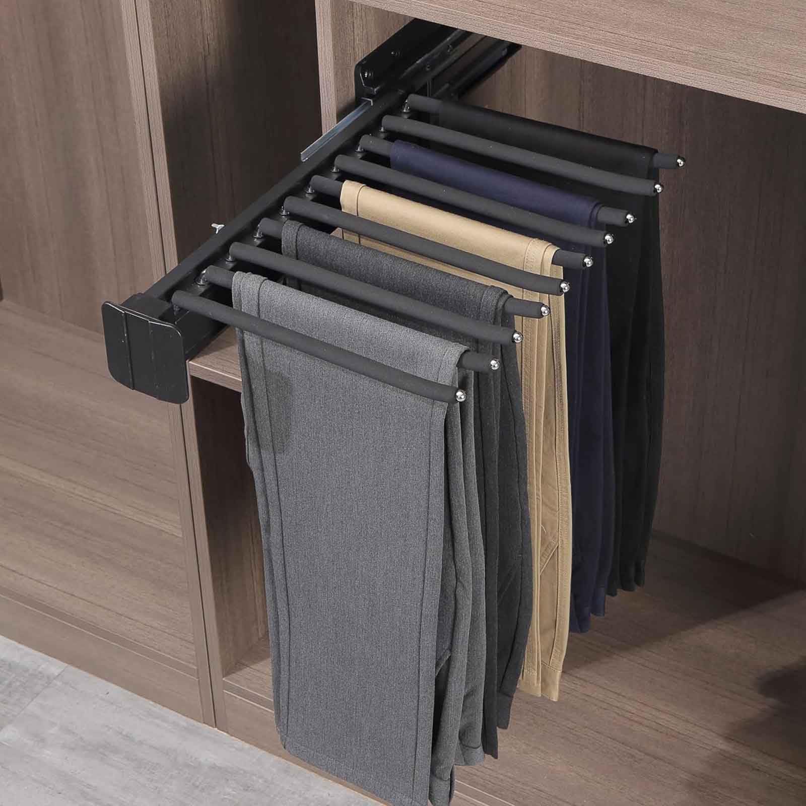 Portant à pantalons coulissant et extensible 10 bras pour placard H46 cm