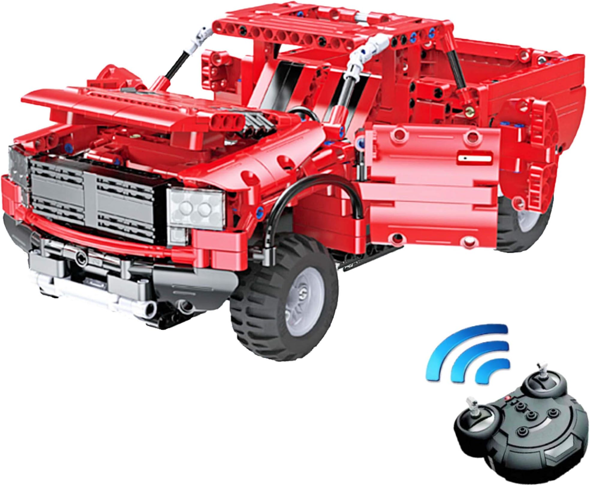 KareFLASH Red Pickup | 549 Building Blocks Compatible with Lego | RC Electric Engine and Charger | STEAM Toy
