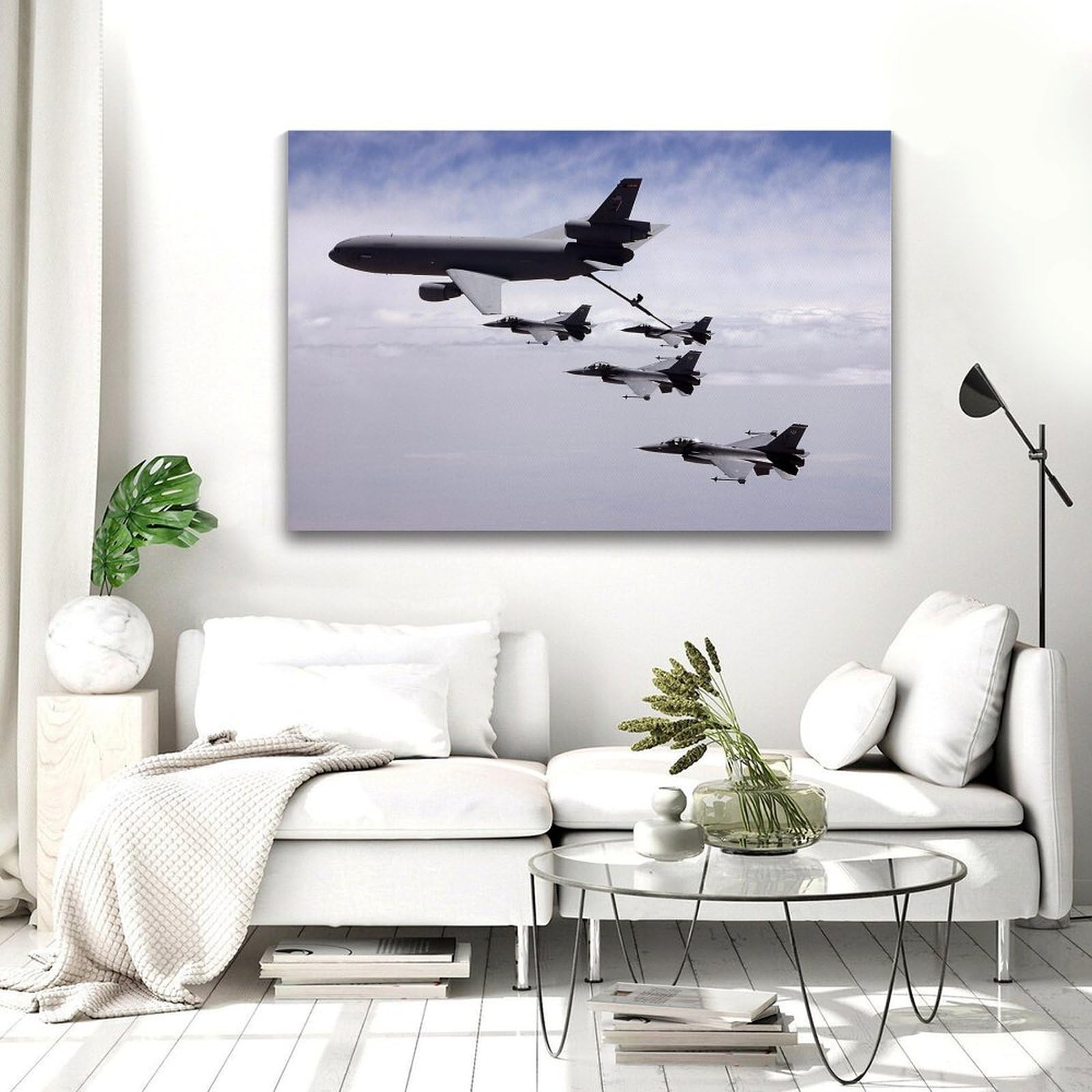KC-10 - Póster de la Fuerza Aérea de los Estados Unidos, diseño militar de aviones azul marino, para reabastecimiento de combustible aéreo, lienzo decorativo para pared, dormitorio, oficina, sala de