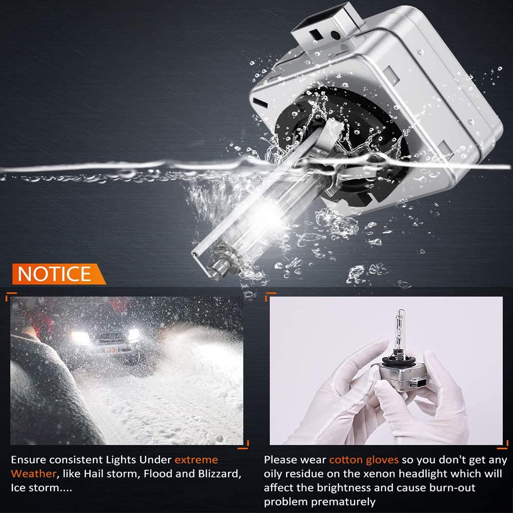 D1S Xenon Lampadine 8000K Bianco Fari, Xenon Lampada 35W 12V HID Alta Luminosità Auto Fari Lampadine, per Auto 12V 35W Lampadina per Fari HID Allo Xeno (2 lampadine)