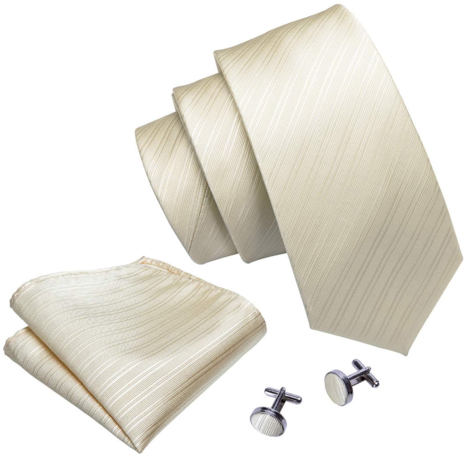 Neckties Set Factory Men's 100% Silk Tie Set Ties Handkerchief Cufflinks Milky Solid Pocketware Neck Tie Wedding Hanky Neck tie
