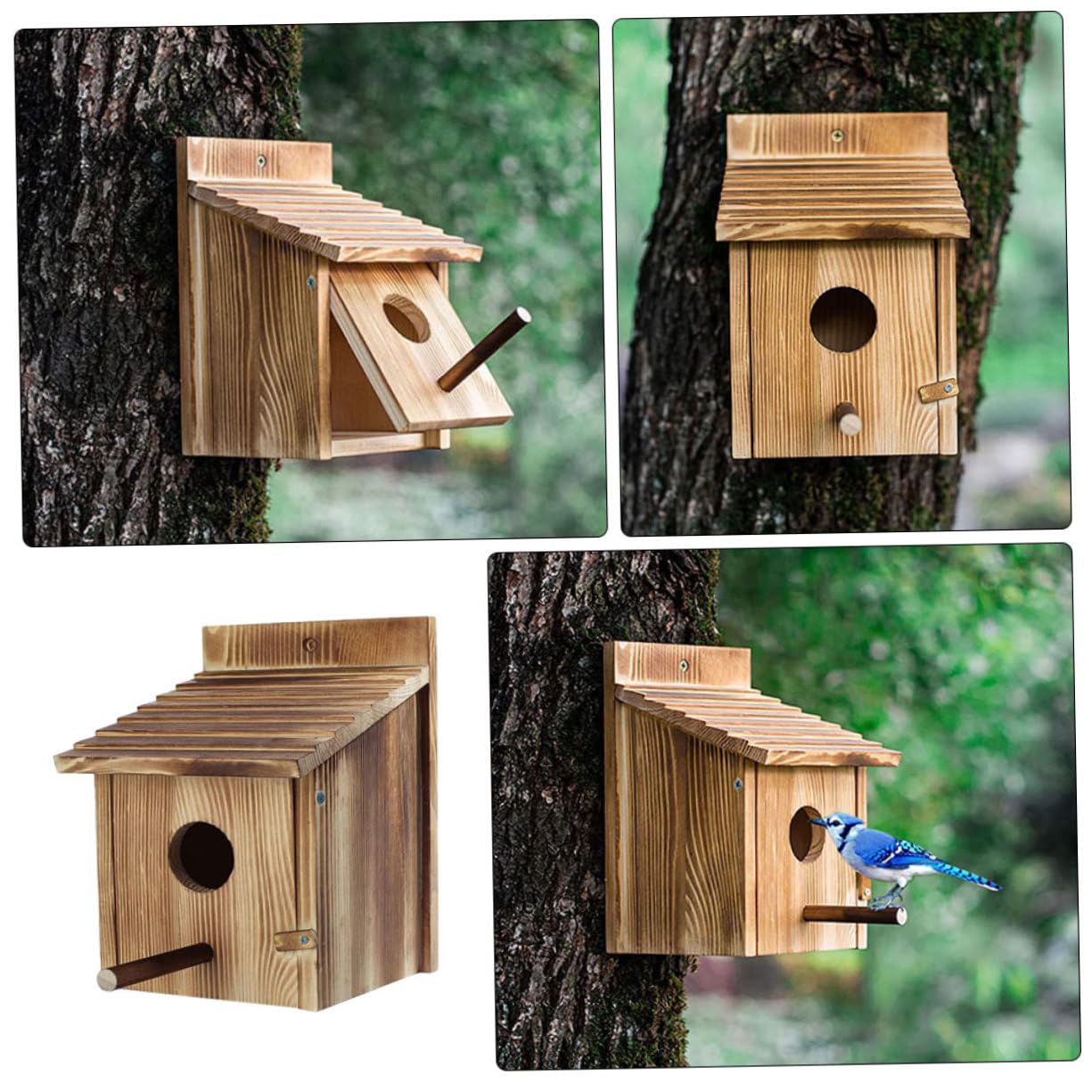 Abaodam Casetta Nido per Uccelli in Legno da Giardino, Marrone | Piccolo Rifugio a Forma di Casa, per Uccelli Piccoli, Uso in Giardino nella Gabbia