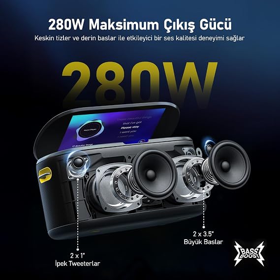 Ikarao Partybox Shell S1 280W Karaoke Bluetooth Speaker Set with Microphone Stand
