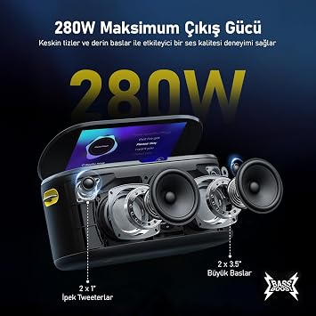 Ikarao Partybox Shell S1 280W Karaoke Bluetooth Speaker Set with Microphone Stand