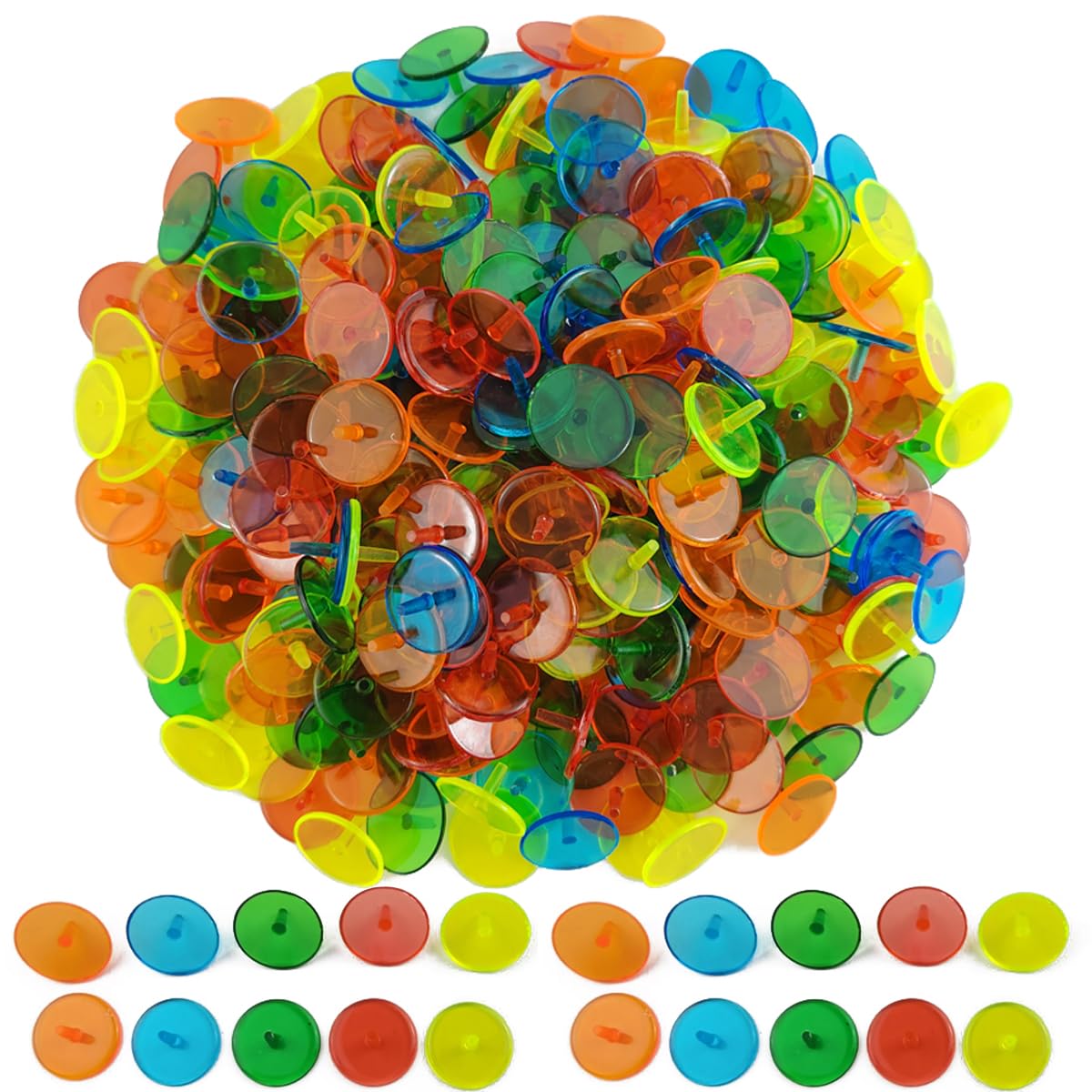 GXXMEI 200PCS Plastic Round Transparent Golf Ball Position Markers for Golf and Baseball (5 Color, 24mm)