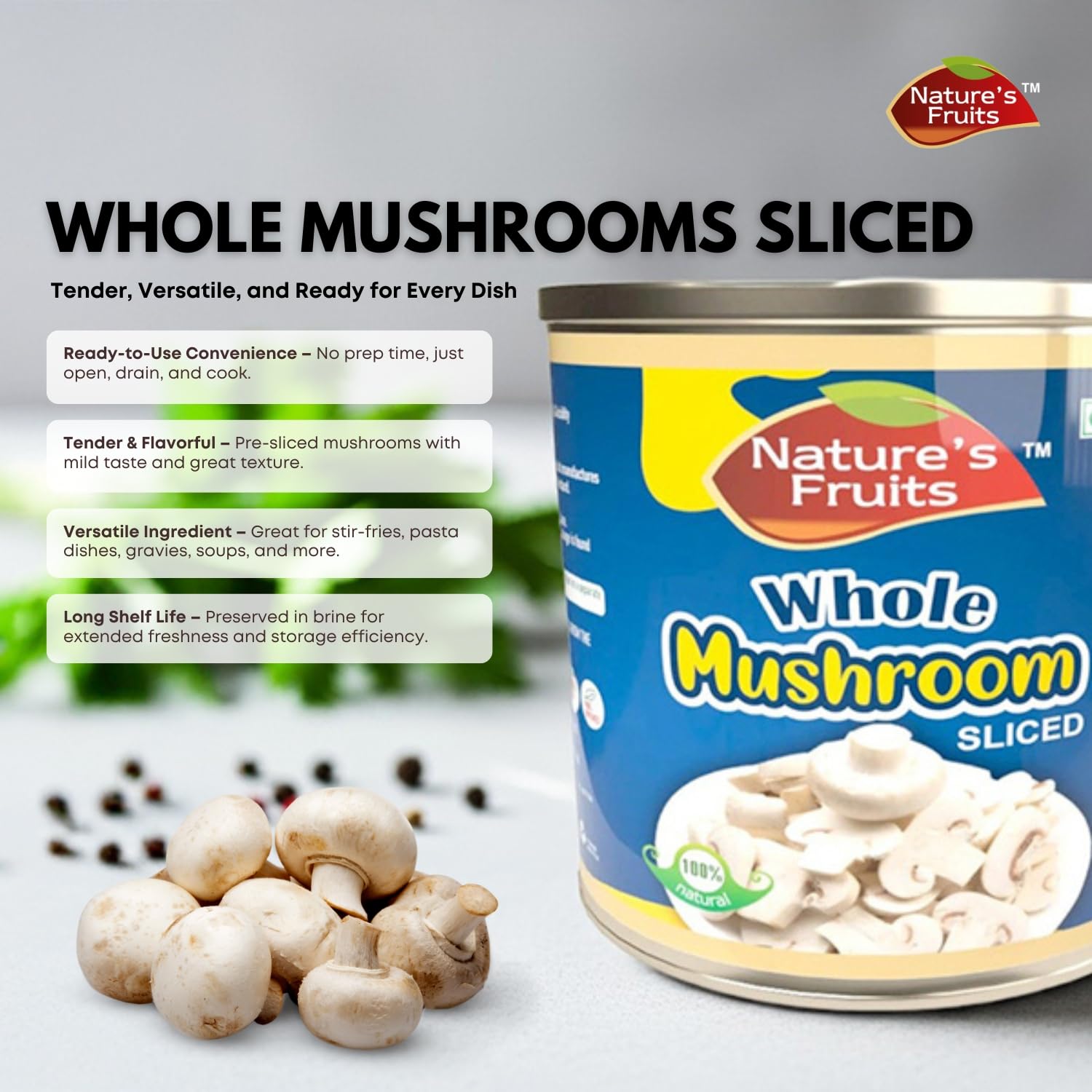 Sliced Mushrooms in Brine – 29 oz – Ready-to-Use & Shelf-Stable – Perfect for Stir-Fries, Pasta, Gravies & Commercial Kitchens (Pack of 1)