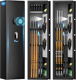 3-5 Large Gun Safes for Home Rifle and Pistols (with/without Scope),Quick Access Long Rifle Safes for Home,Gun Cabinets with Fingerprint Keypad, Adjustable Pistol Rack, Removable Shelf - Karuikev