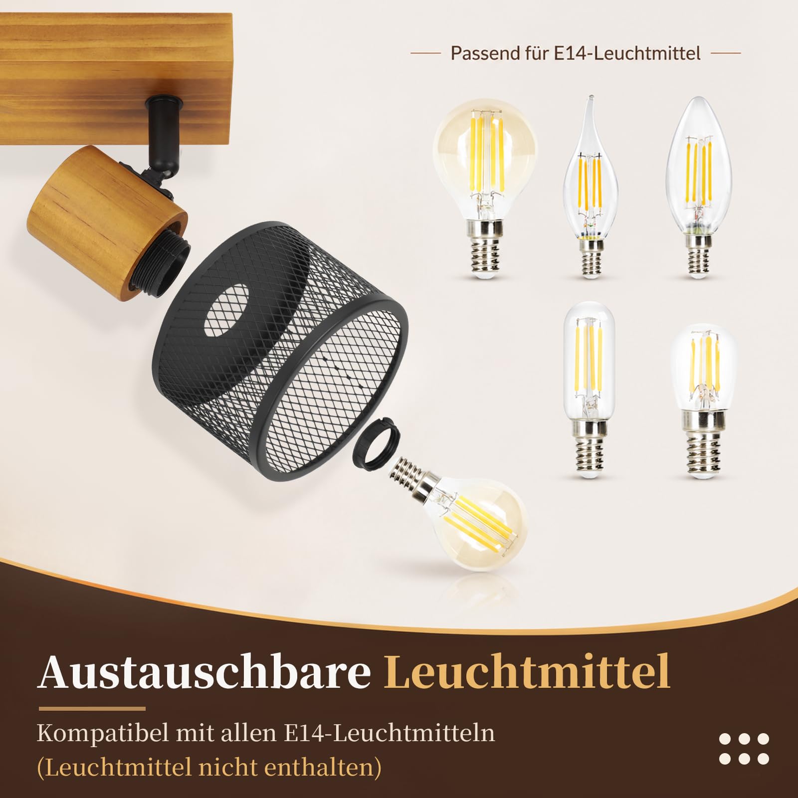 ZMH Deckenstrahler 4 flammig Deckenlampe Vintage Spots Deckenleuchte Küche | E14 Deckenspots in Schwarz Küchenlampe Metall Industrial Spotleuchte für Wohnzimmer Schlafzimmer - Ohne Leuchtmittel