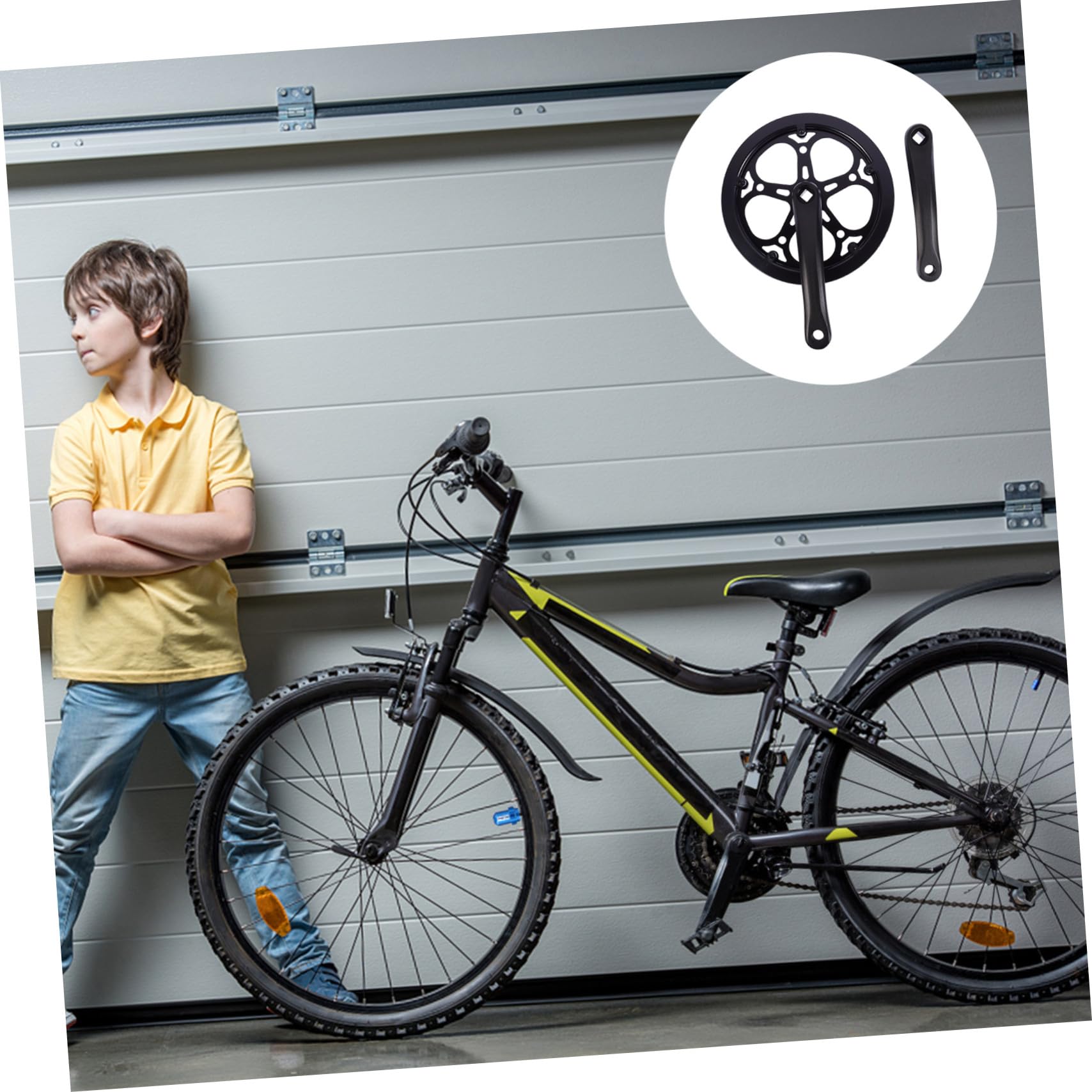 Guarnitura Bici Nera Denti 52t in Ferro Pedivella Bici da Strada Resistente all'Usura Accessori per Sostituzione e Riparazione Braccio Pedivella 170Mm