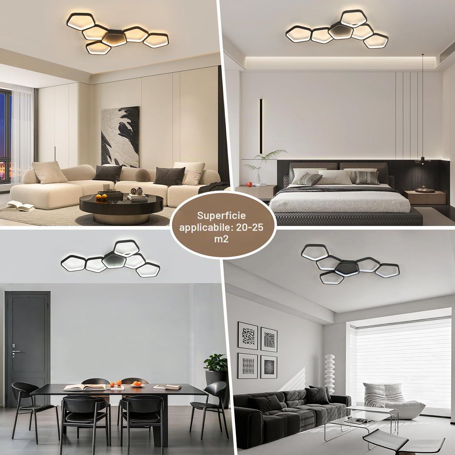 Plafoniera LED Soffitto 90cm Dimmerabile 3000K-6500K, con Telecomando e APP, Lampadario Moderno Nero per Camera da Letto, Soggiorno, Cucina e Sala da Pranzo, Funzione Memoria e Luce Notturna