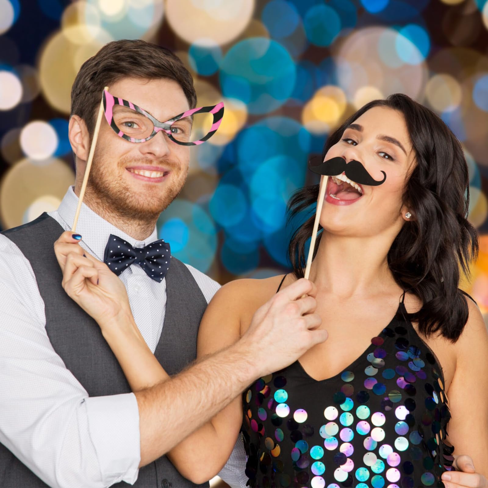 58 pcs Foto Props Accessori, Photo Booth Compleanno Accessori, Photo Booth Props, Foto Decorazione per Festa Compleanno, Divertente Photo Booth per Festa di Laurea, Gadget DIY Decorazioni Addobbi