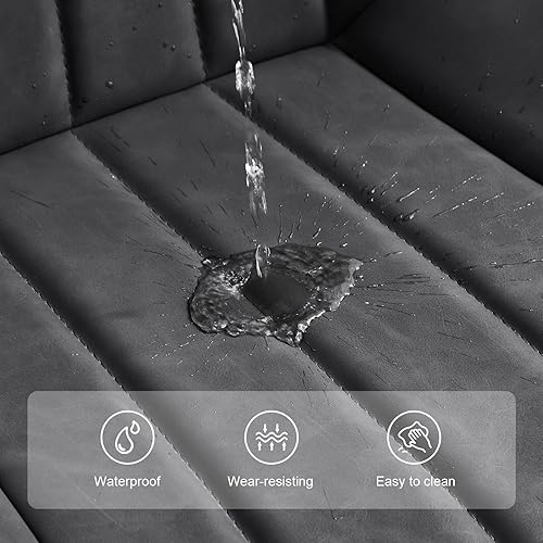 Miniatura 8 de CLIPOP Juego de 4 sillas de comedor de piel sintética con asiento tapizado, cojín cómodo con respaldo alto, pata de metal, silla auxiliar de cocina